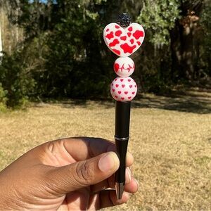 Custom made Heart Patterned Pen with Red and White Design
